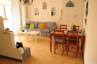 地中海风格一居室小清新70平米客厅沙发图片