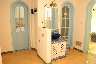 地中海风格一居室小清新白色70平米洗手台图片