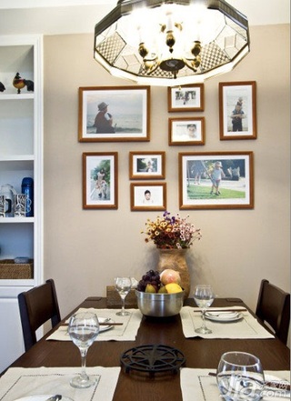 美式乡村风格三居室120平米照片墙餐桌图片