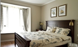 美式乡村风格三居室120平米卧室飘窗床效果图