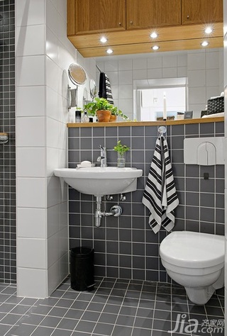 北欧风格公寓简洁灰色卫生间洗手台图片