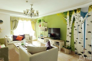 地中海风格三居室120平米电视背景墙设计