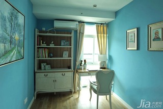 地中海风格三居室蓝色120平米书房书桌效果图