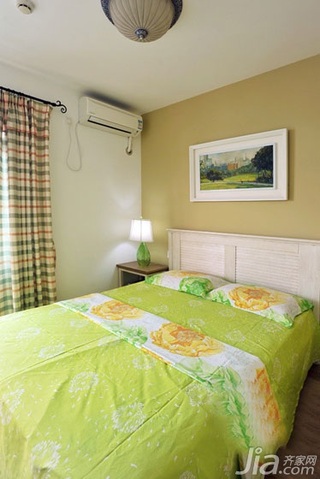 地中海风格三居室120平米卧室卧室背景墙床图片