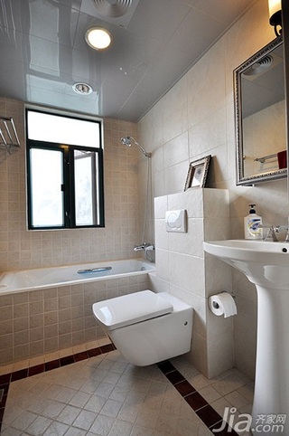 美式风格公寓简洁白色120平米卫生间洗手台效果图