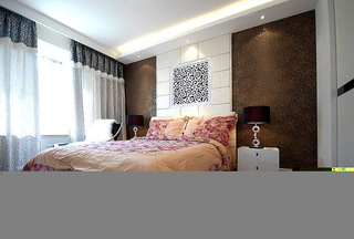 三居室浪漫20万以上110平米卧室卧室背景墙床头柜图片