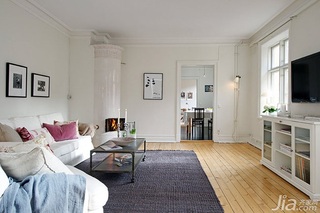 北欧风格二居室白色80平米客厅沙发图片