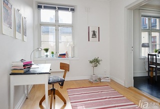 北欧风格二居室简洁白色80平米书房书桌效果图