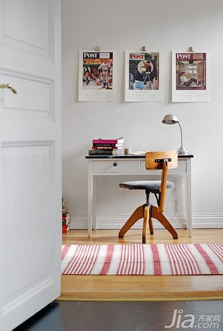 北欧风格二居室简洁80平米书房书桌效果图