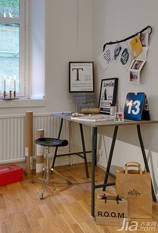 北欧风格一居室艺术50平米工作区书桌效果图