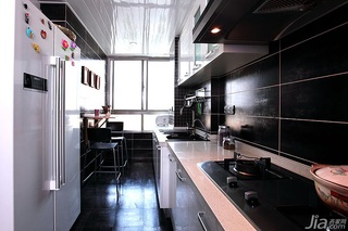 混搭风格二居室简洁黑白90平米厨房橱柜订做
