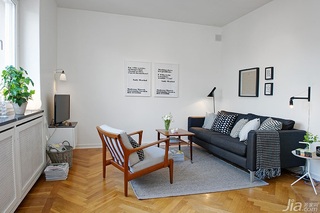 北欧风格一居室简洁原木色客厅沙发效果图