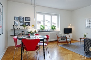 北欧风格一居室简洁黑色餐厅餐桌效果图