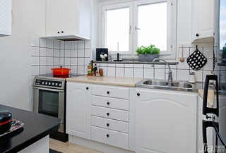 北欧风格一居室简洁白色厨房橱柜订做