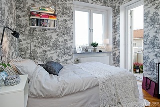 北欧风格一居室另类卧室卧室背景墙床图片