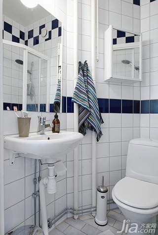 北欧风格一居室简洁白色卫生间洗手台效果图