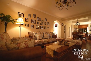 美式乡村风格二居室富裕型客厅照片墙灯具图片