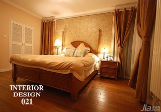 美式乡村风格二居室富裕型卧室卧室背景墙床图片