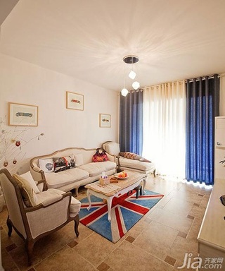 欧式风格二居室90平米客厅窗帘图片