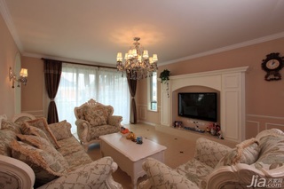 法式风格复式小清新130平米客厅电视背景墙沙发图片