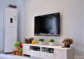 田园风格二居室90平米电视背景墙电视柜效果图