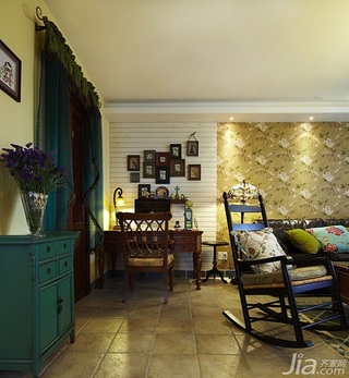 美式乡村风格一居室90平米照片墙书桌图片