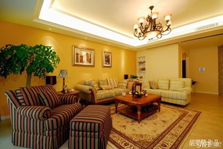 混搭风格二居室唯美黄色客厅沙发图片