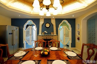 混搭风格二居室原木色餐厅餐桌图片