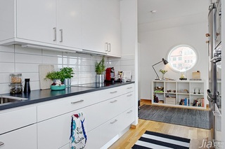 北欧风格公寓简洁白色厨房橱柜设计图纸
