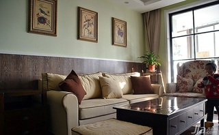 美式乡村风格三居室80平米客厅沙发效果图