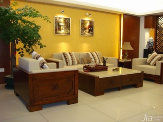 中式风格四房黄色140平米以上客厅背景墙沙发效果图
