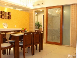中式风格四房原木色140平米以上餐厅餐厅背景墙餐桌图片