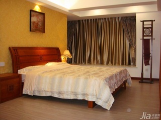中式风格四房舒适140平米以上卧室卧室背景墙窗帘效果图