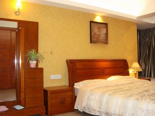 中式风格四房140平米以上卧室卧室背景墙床头柜图片