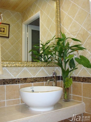 中式风格四房简洁白色140平米以上卫生间洗手台效果图