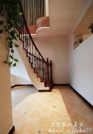 美式乡村风格复式140平米以上楼梯设计