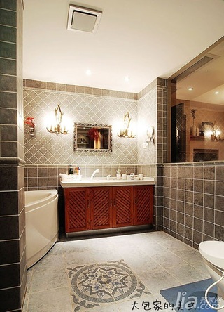 美式乡村风格复式140平米以上卫生间浴室柜图片