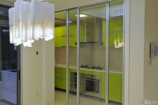 简约风格二居室简洁绿色厨房橱柜图片