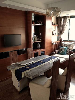 中式风格二居室大气原木色100平米餐厅餐桌图片