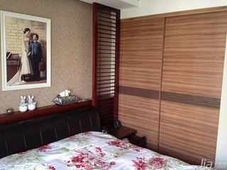 中式风格二居室100平米卧室卧室背景墙衣柜设计图纸