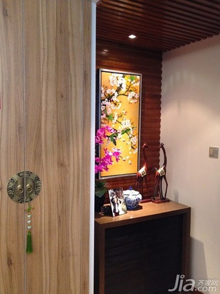 中式风格二居室古典原木色100平米玄关玄关柜效果图
