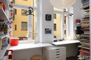 北欧风格小户型简洁白色书房书桌图片