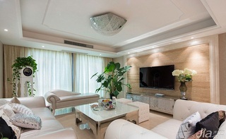 新古典风格豪华型140平米以上客厅电视背景墙窗帘图片
