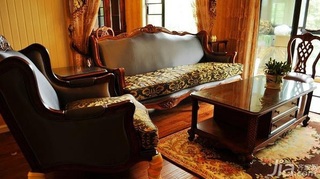 欧式风格三居室富裕型客厅沙发背景墙窗帘图片