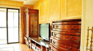 欧式风格三居室富裕型电视背景墙电视柜效果图