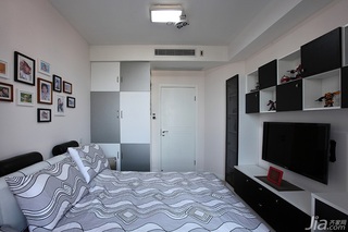 简约风格三居室黑白120平米卧室床效果图