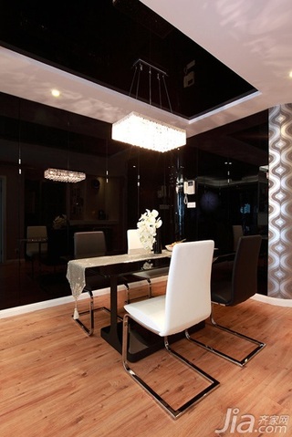简约风格二居室大气黑白100平米餐厅餐厅背景墙餐桌效果图