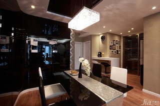 简约风格二居室奢华黑白100平米餐厅吧台餐桌效果图