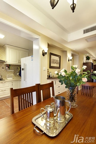 美式风格三居室白色富裕型厨房餐桌效果图