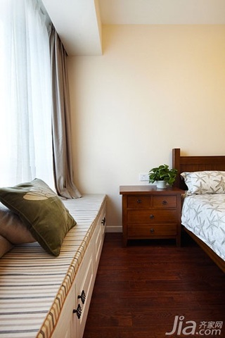 美式风格三居室小清新富裕型卧室飘窗床图片